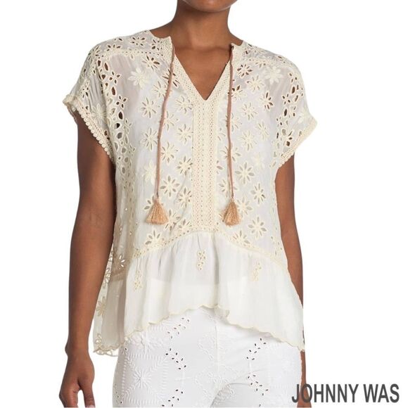 Johnny Was **NWT** Leith Lace Eyelet Top in Natural - Picture 1 of 8